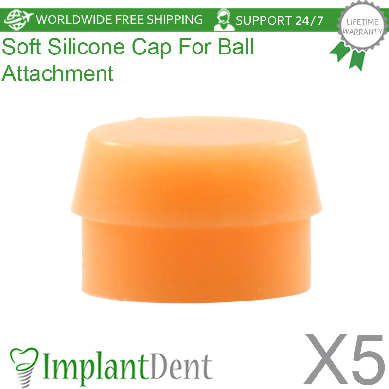 5x Dental Soft Silicone Cap Regular Size For Ball Overdenture Attachment