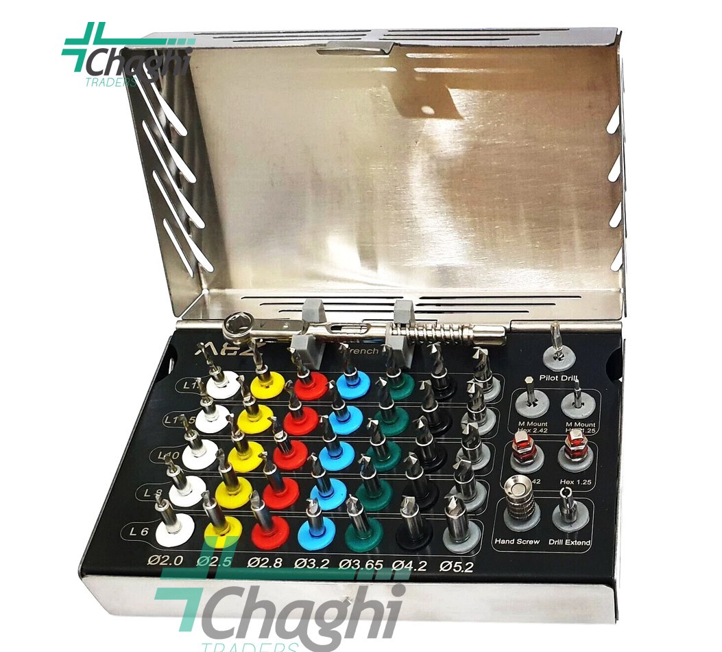Dental Implant 35 Integral Stopper Drills with Drivers and Keys Complete Kit CT