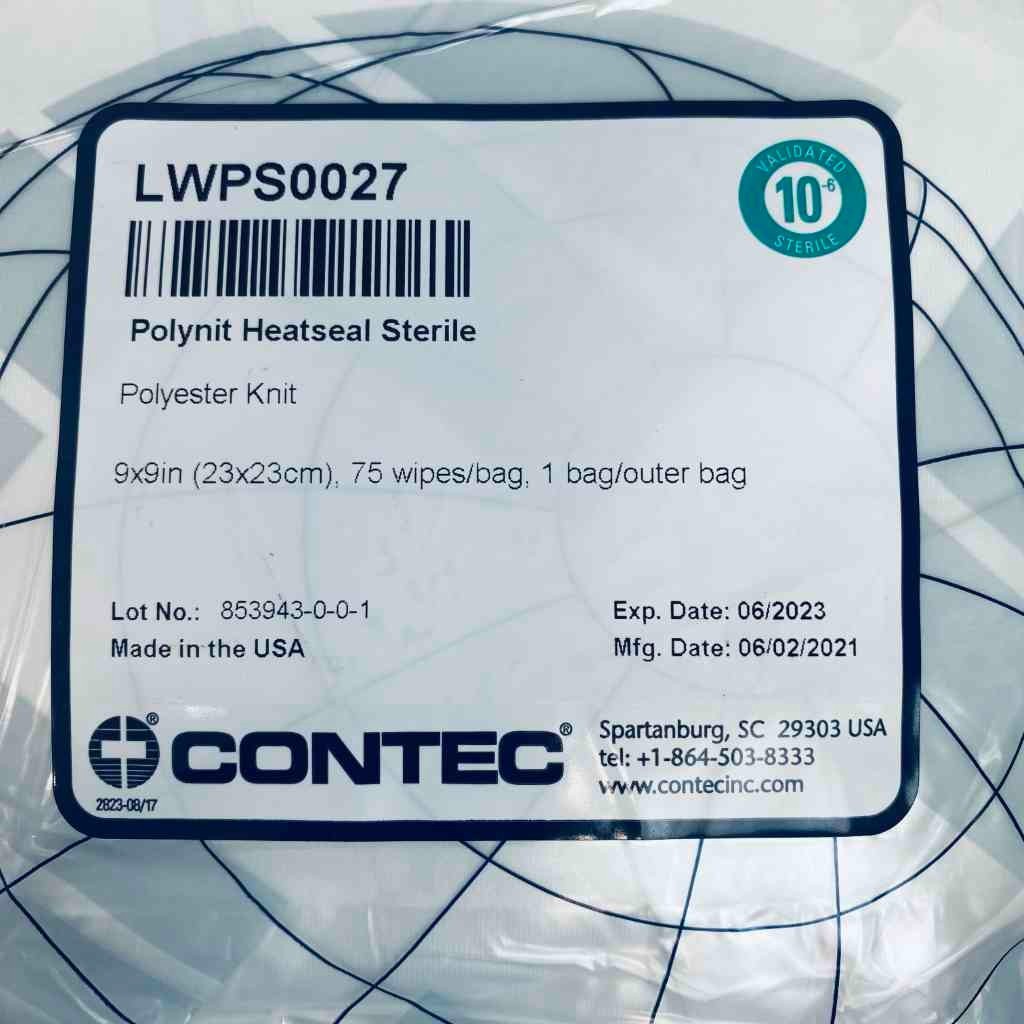 Contec Sterile Polynit Heatseal Cleanroom Wipe 9 x 9 in. Total of 750 Wipes