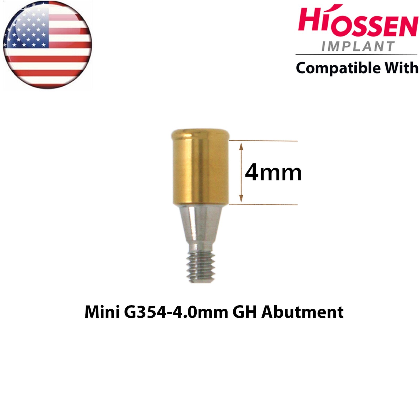 US Fit HIOSSEN Mini Dental Overdenture Locator Abutment 1-6mm GH & Male Caps Kit