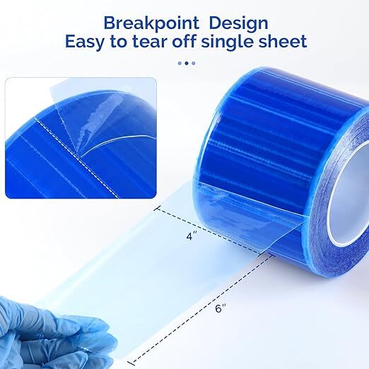 JMU Dental Barrier Film Sleeves Plastic Protect Tape 1200 Sheets/Roll 4X6″