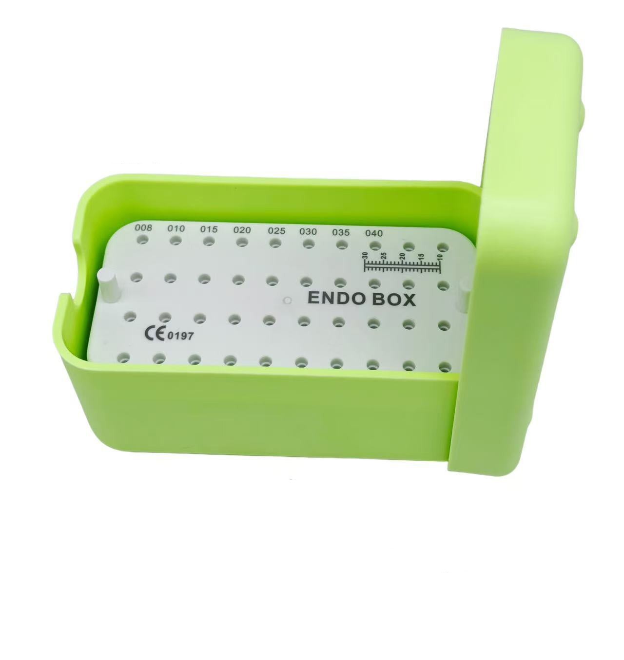 40 Holes Dental Endo Files Bur holder Sterilization Box With Ruler Autoclave