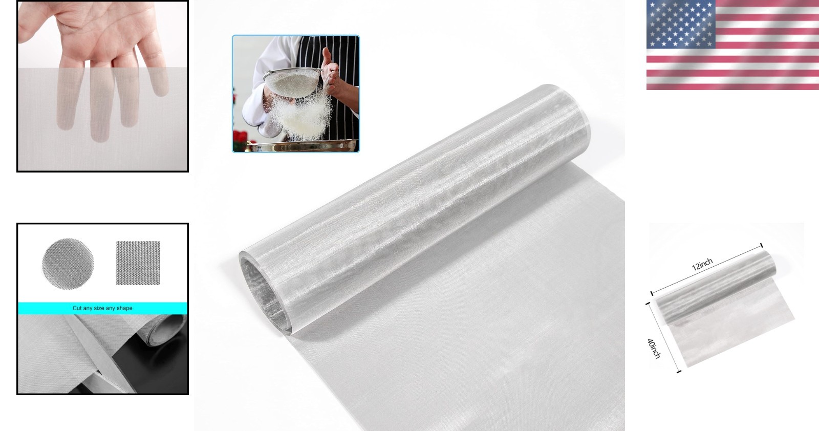 304 Stainless Steel Woven Wire 120 Mesh 12×40” Fine Screen Filtration Mesh