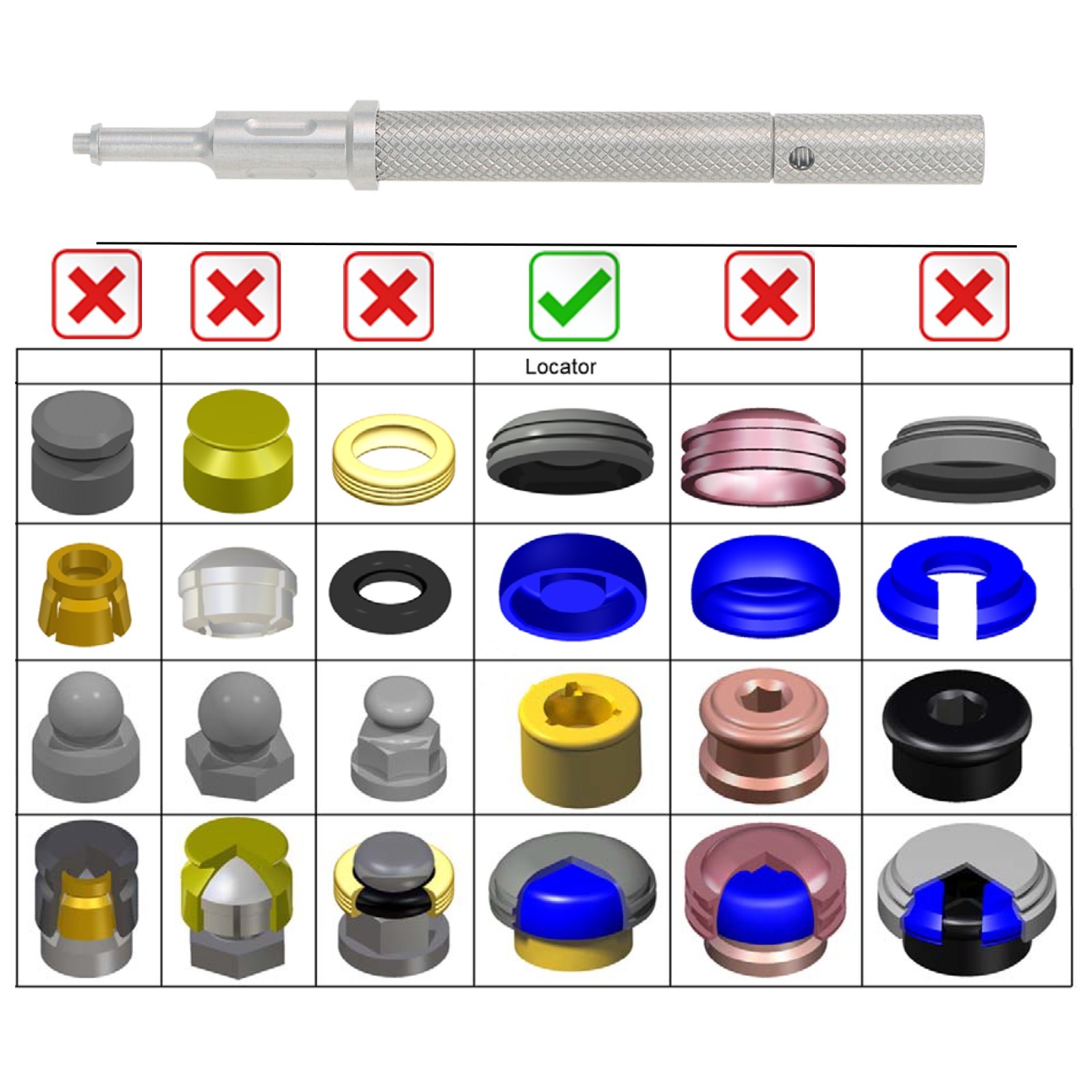Dental Universal Implant Retention Caps Insertion Extraction Locator Core Tool