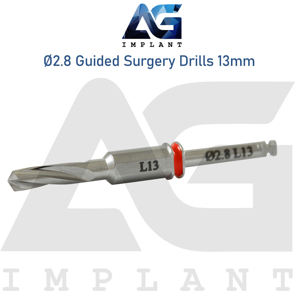 1 Dental Straight Guided Stopper Drill 2.8mm Set With Guide Sleeve Red Color