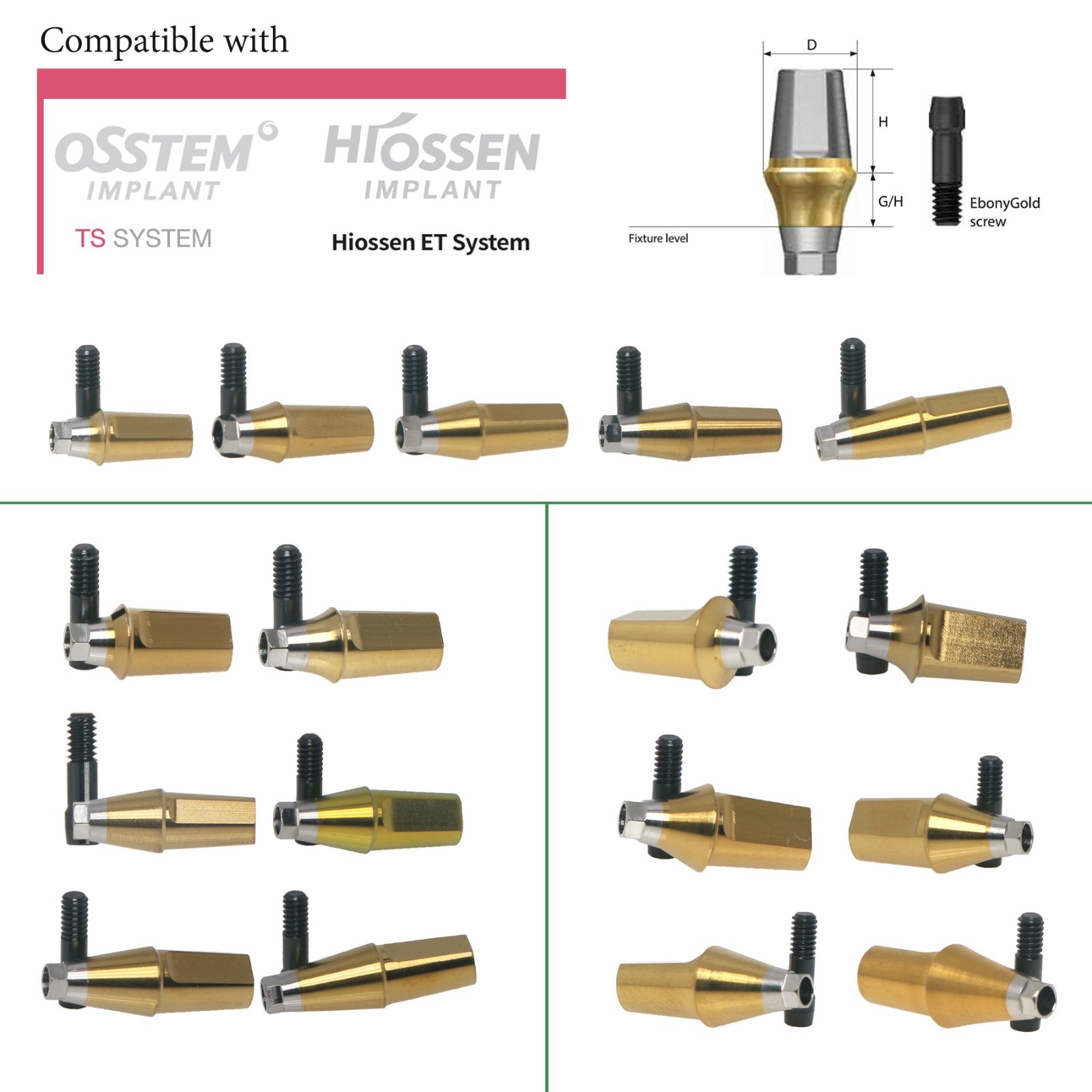US Dental straight Abutment Transfer Fit Osstem TS/Hiossen ET Regular Platform