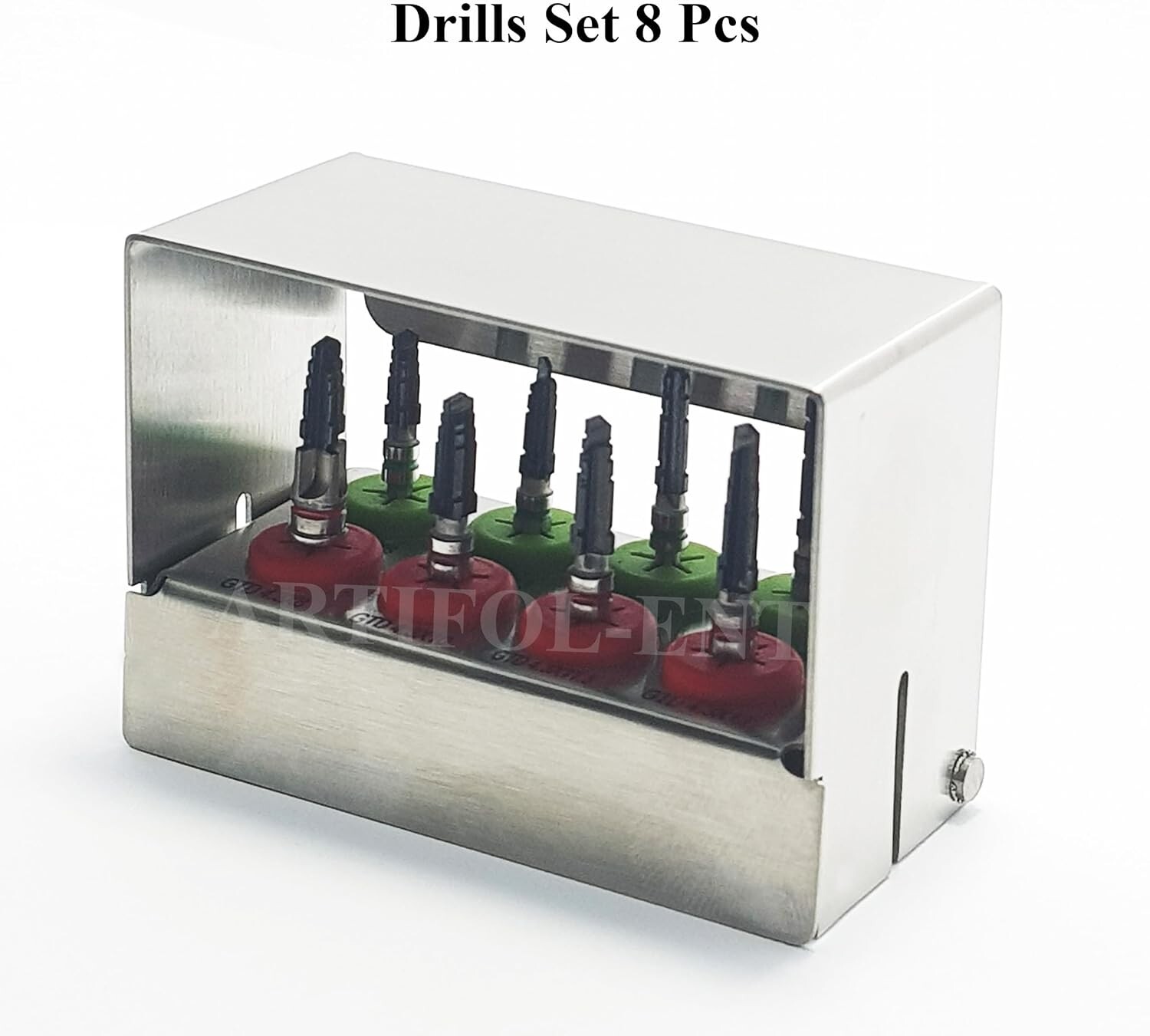 Implant Reamers Kit 8 Pcs Surgical Drills Bits Black Color Coated with Holder