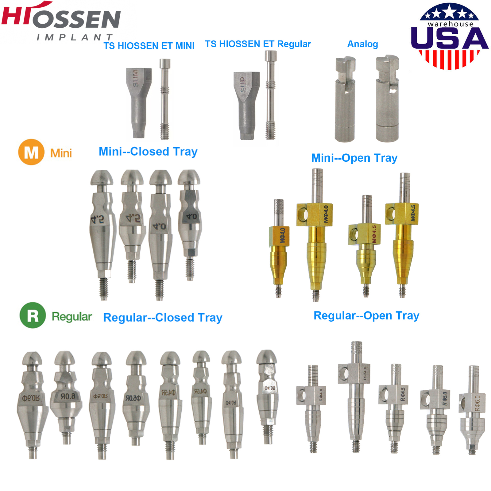 US Dental Locator Abutments Healing Impression Coping for Hiossen ET Osstem TS
