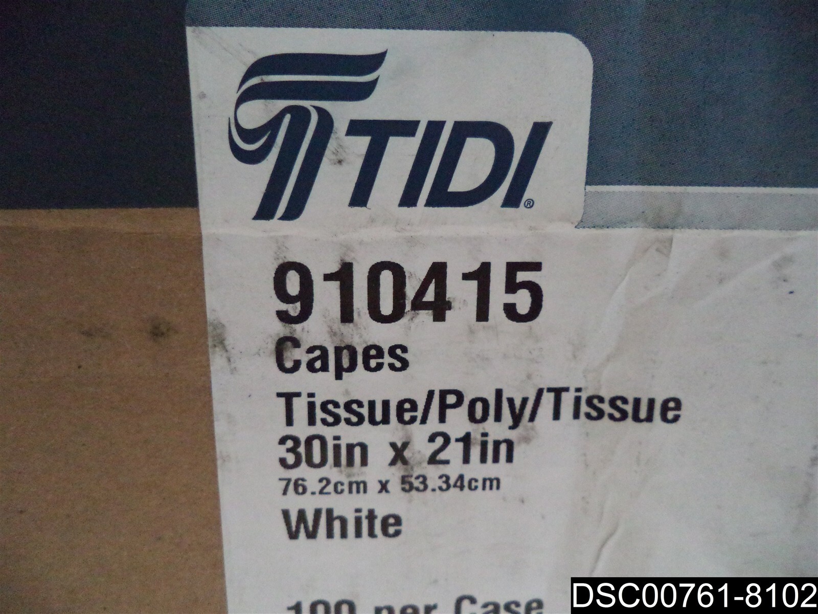 Qty= 100: Tidi Products LLC 910415 Cape White T/P/T 30×21