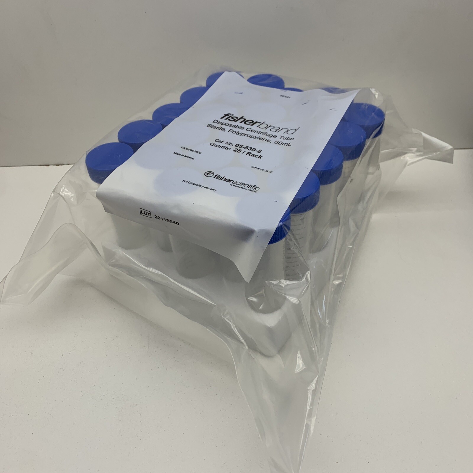 (25-Pack) Fisher Scientific 05-539-8 Sterile PP Disposable Centrifuge Tube 50mL