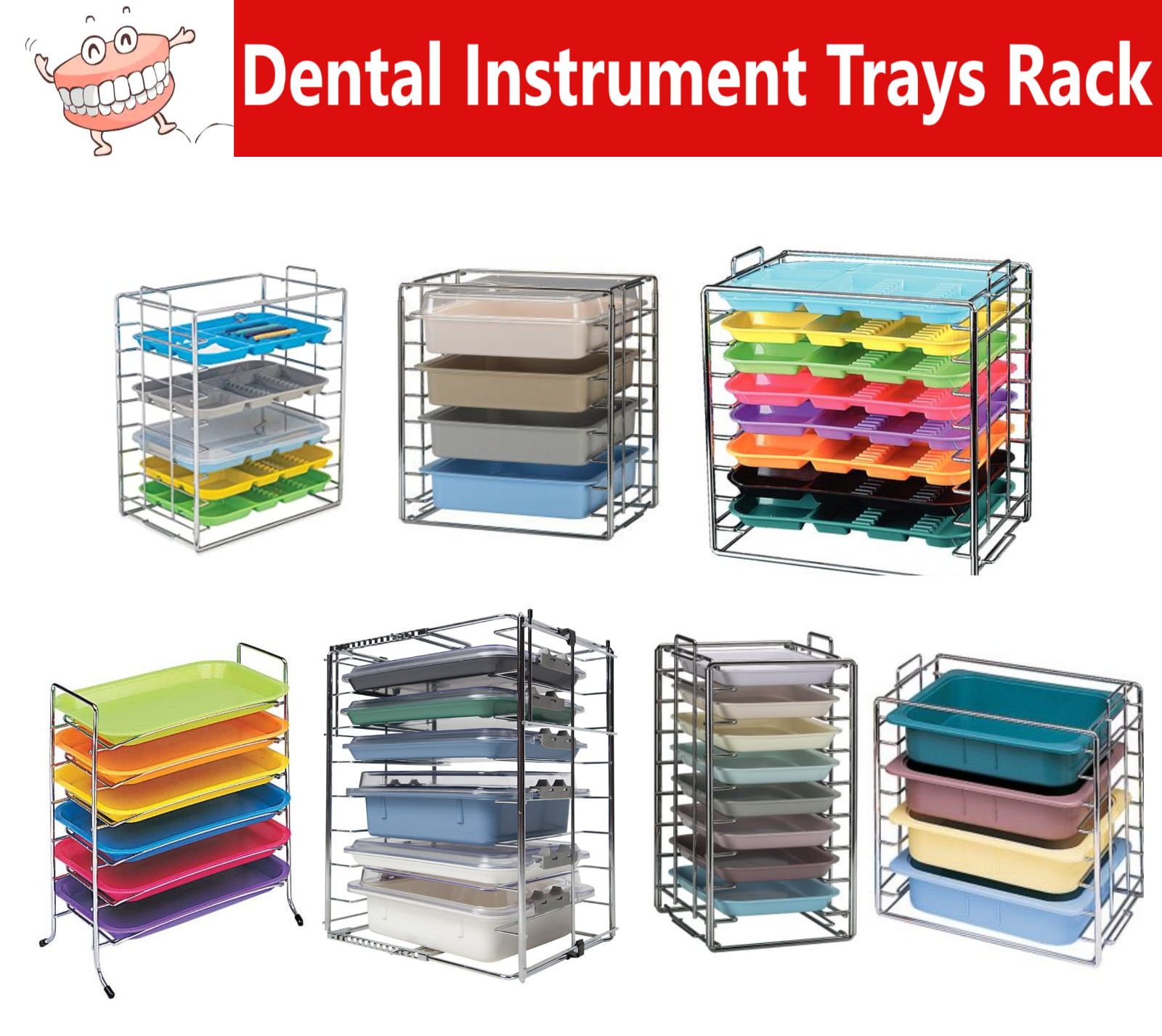 Dental Instrument Tray Rack Mini F Trays, Ritter B Tray Rack, Tub Rack, Midwest