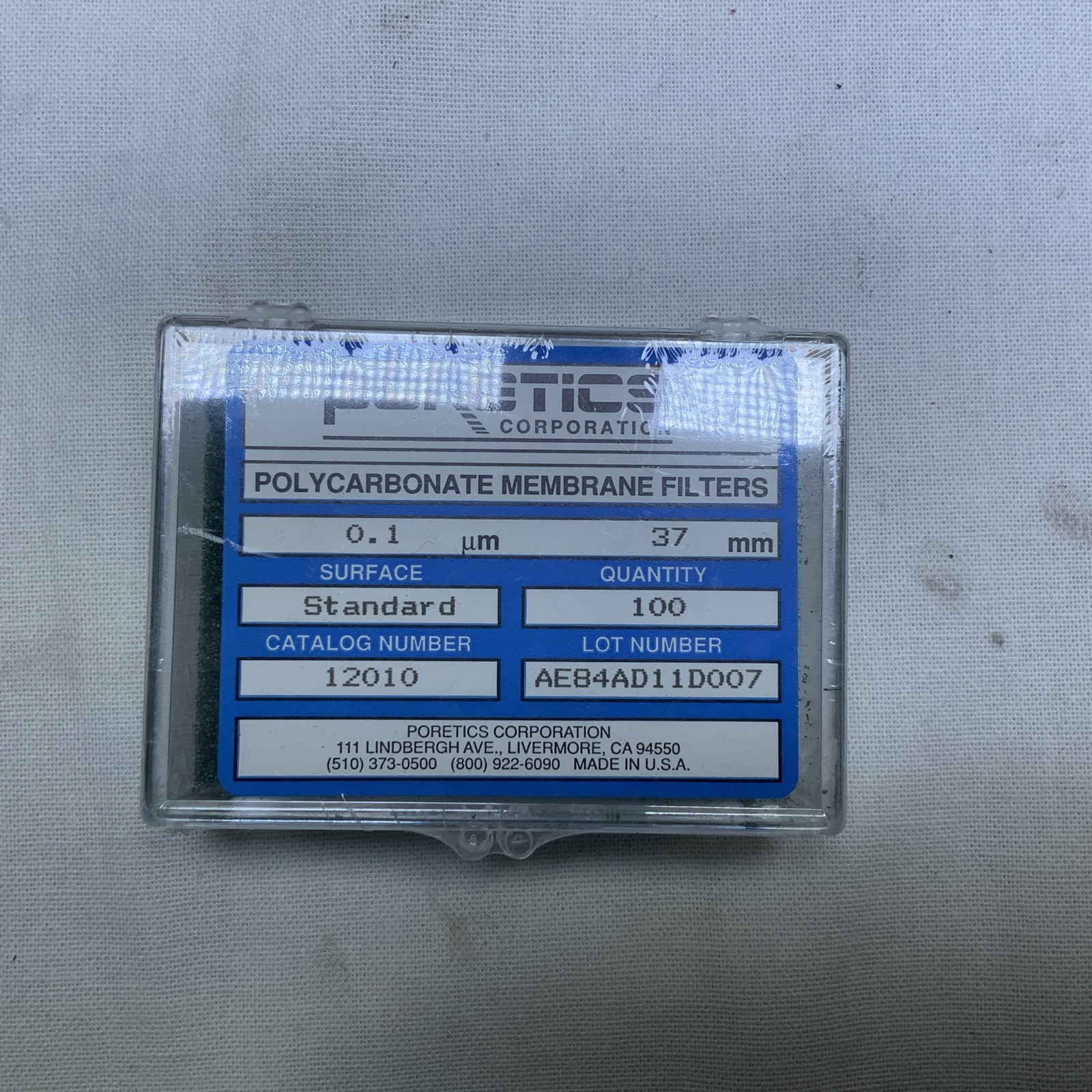 Pack of (100) Poretics Polycarbonate Membrane Filters 0.1um 37 MM 12010