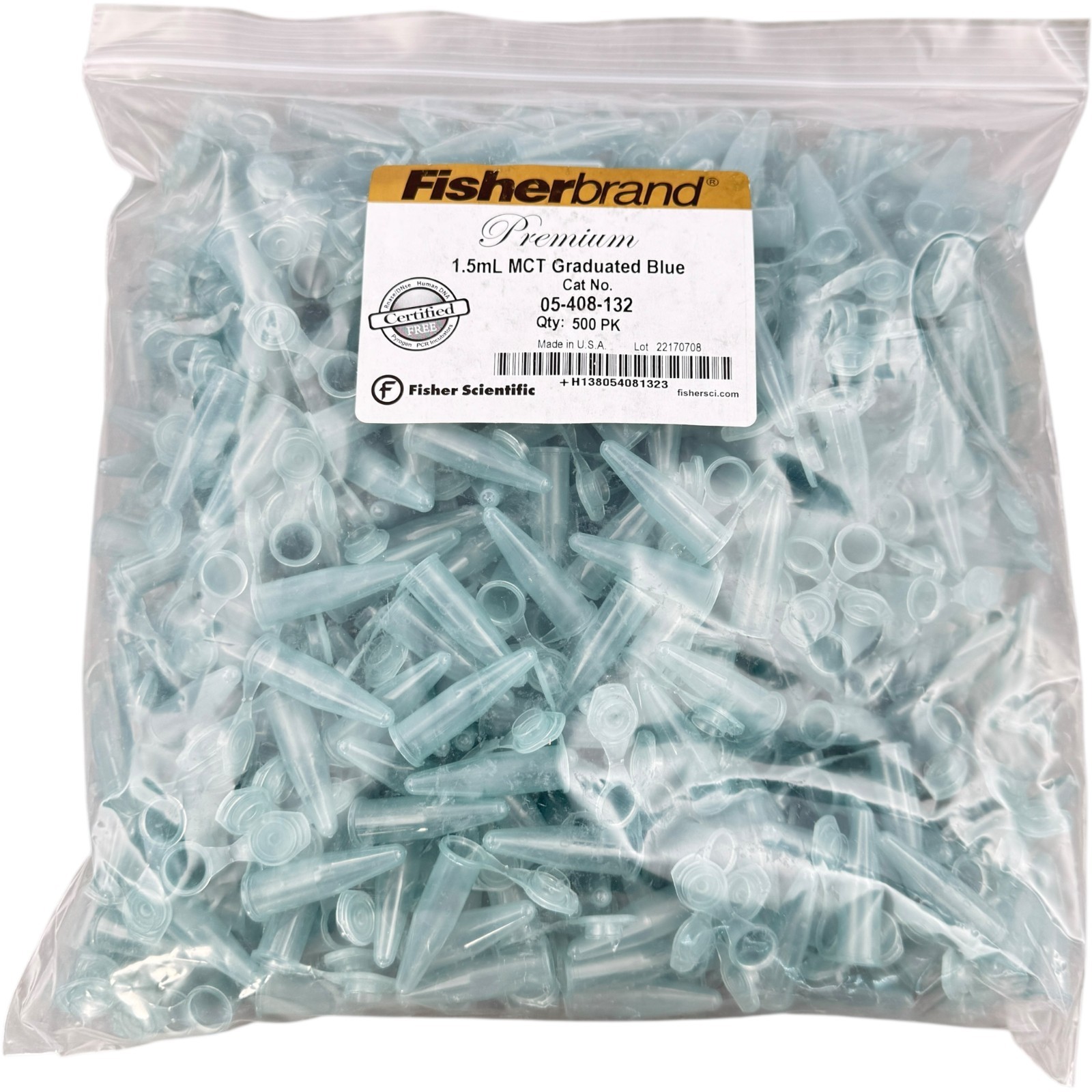 Fisherbrand Premium Cat No 05-408-132 MCT Graduated Blue 1.5mL 500PK
