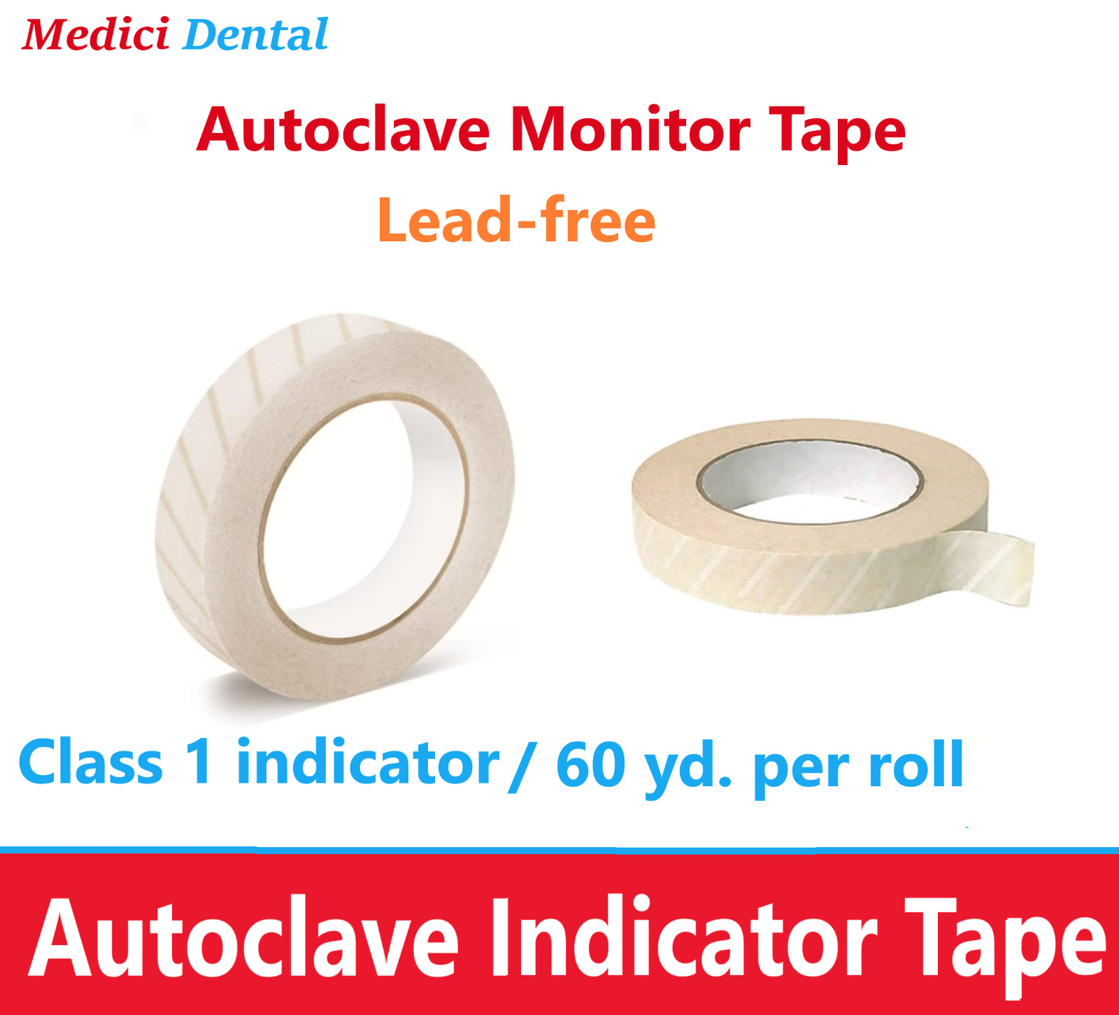 5 x Dental Autoclave Tape Sterilization Indicates Tape 1/2″ x 60Yd, 3/4″ x 60Yd