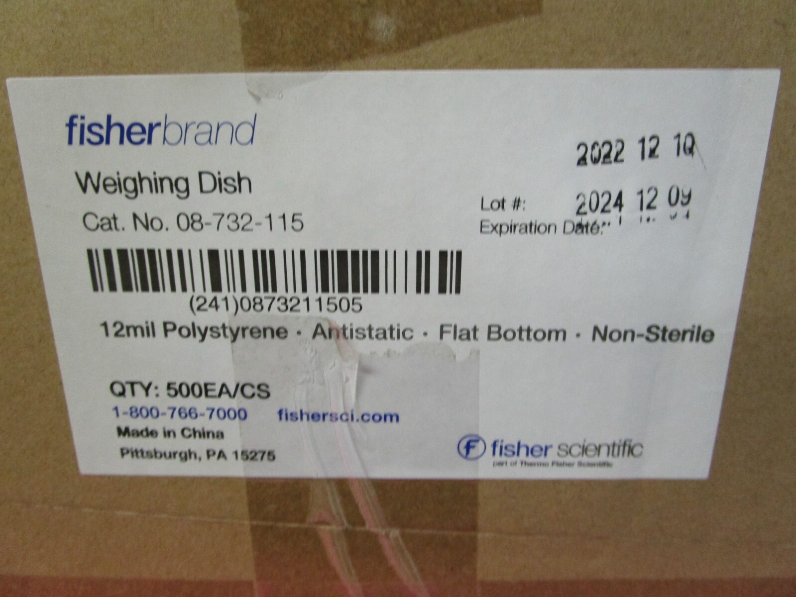 Qty 500 Fisher Scientific White Weighing Dish 12 mil 08-732-115 FisherBrand