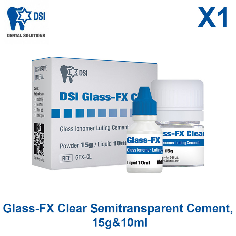 Dental DSI Glass-FX Clear Cement Semitransparent Restorative Material 15g&10ml