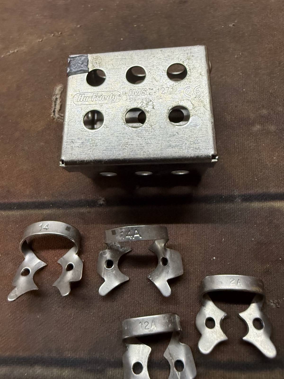 Hu-Friedy Rubber Dam Clamps Lot 14 14A 12A 13A 2A w IMS 1271 Cassette