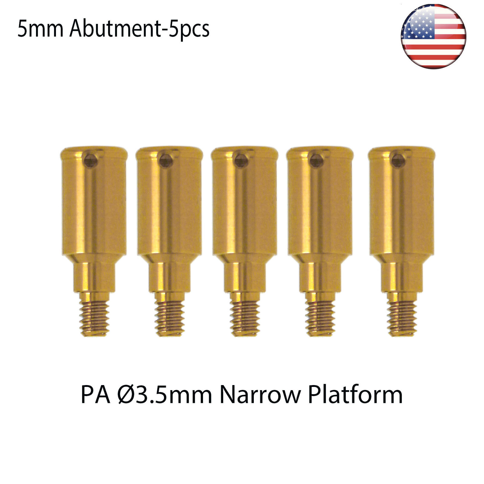 US Dental PAØ3.5mm 5mm Overdenture Abutment fits Zimmer BEGO 3.75, MIS, Adin