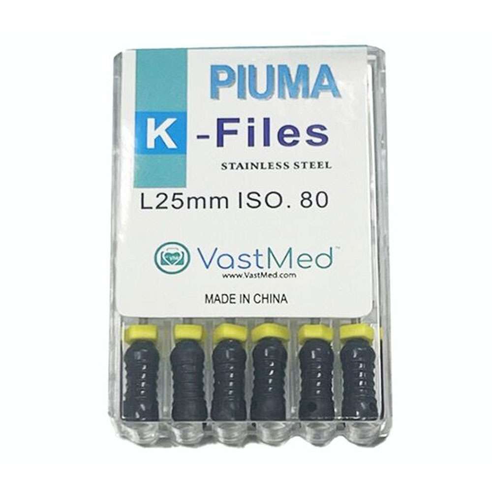 PIUMA K-File 25mm #80 Stainless Steel, Flex, Color Coded, 6/Box.