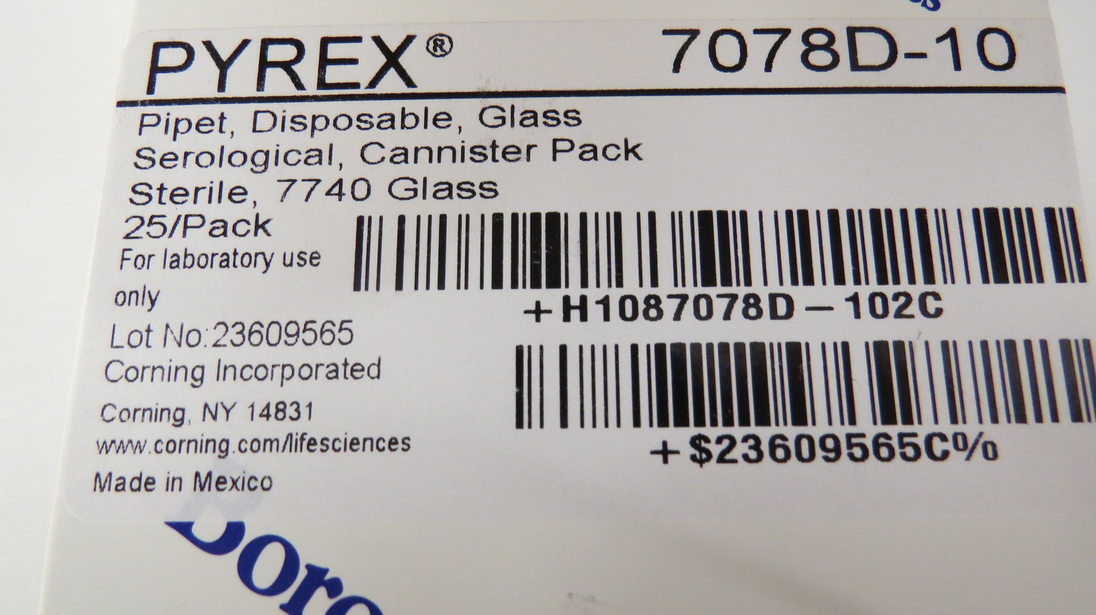 + CORNING PYREX 7078D-10 25 SEROLOGICAL PIPETS 10ML #A21
