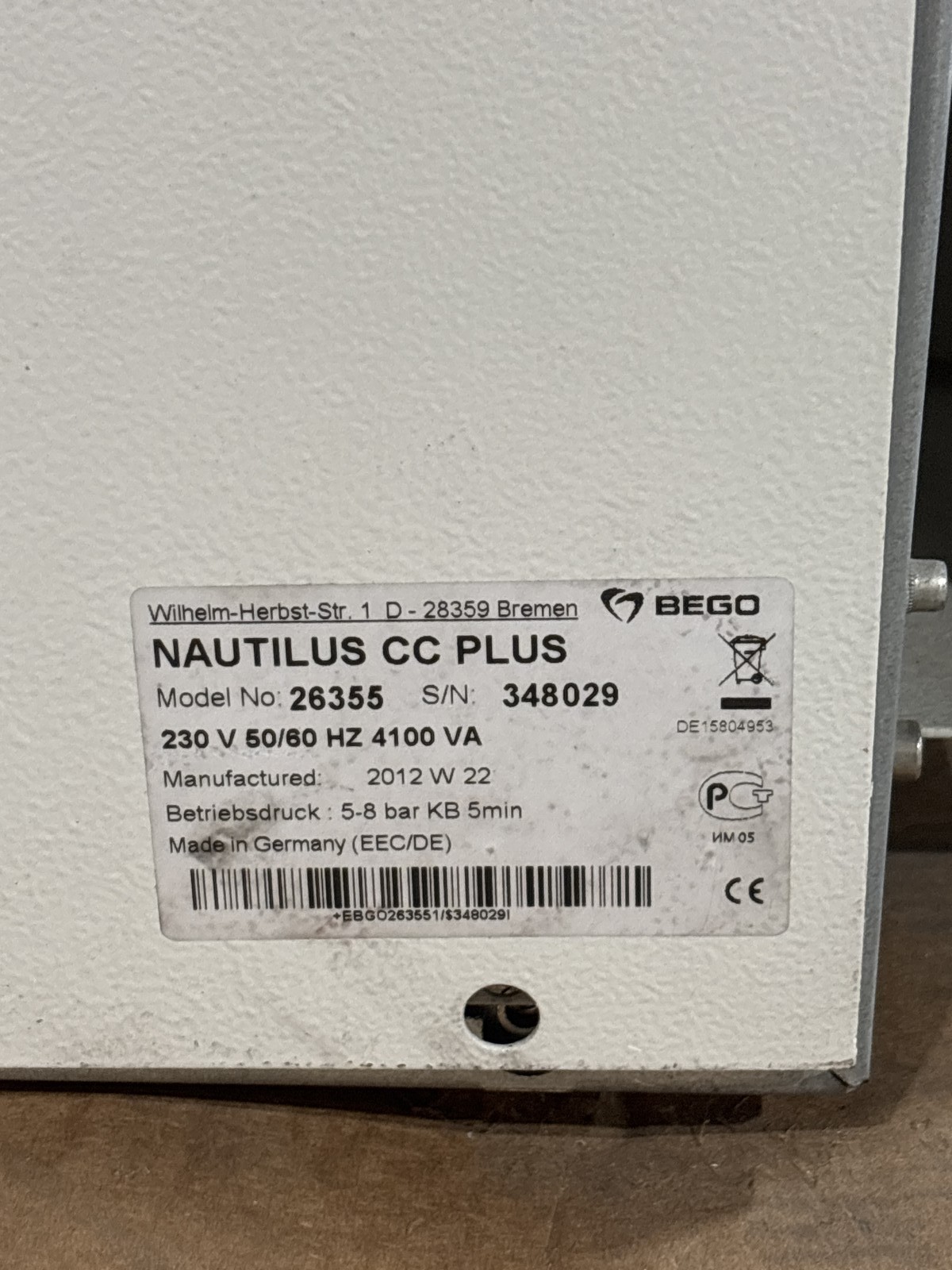 Bego Nautilus CC Plus Dental Induction Casting Machine