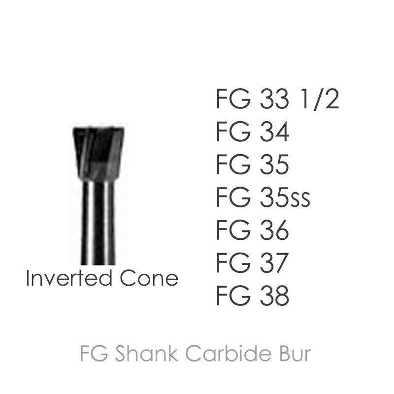 Meta BesQual Dental Carbide Burs FG Friction Grip INVERTED CONE All Sizes Pkg/10