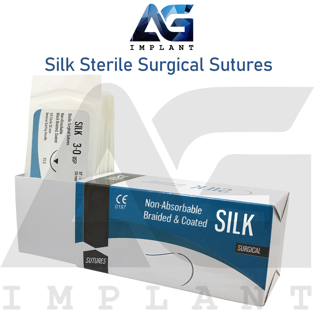 Silk Sterile Training 75cm Sut ures Black Braided 12pcs Box