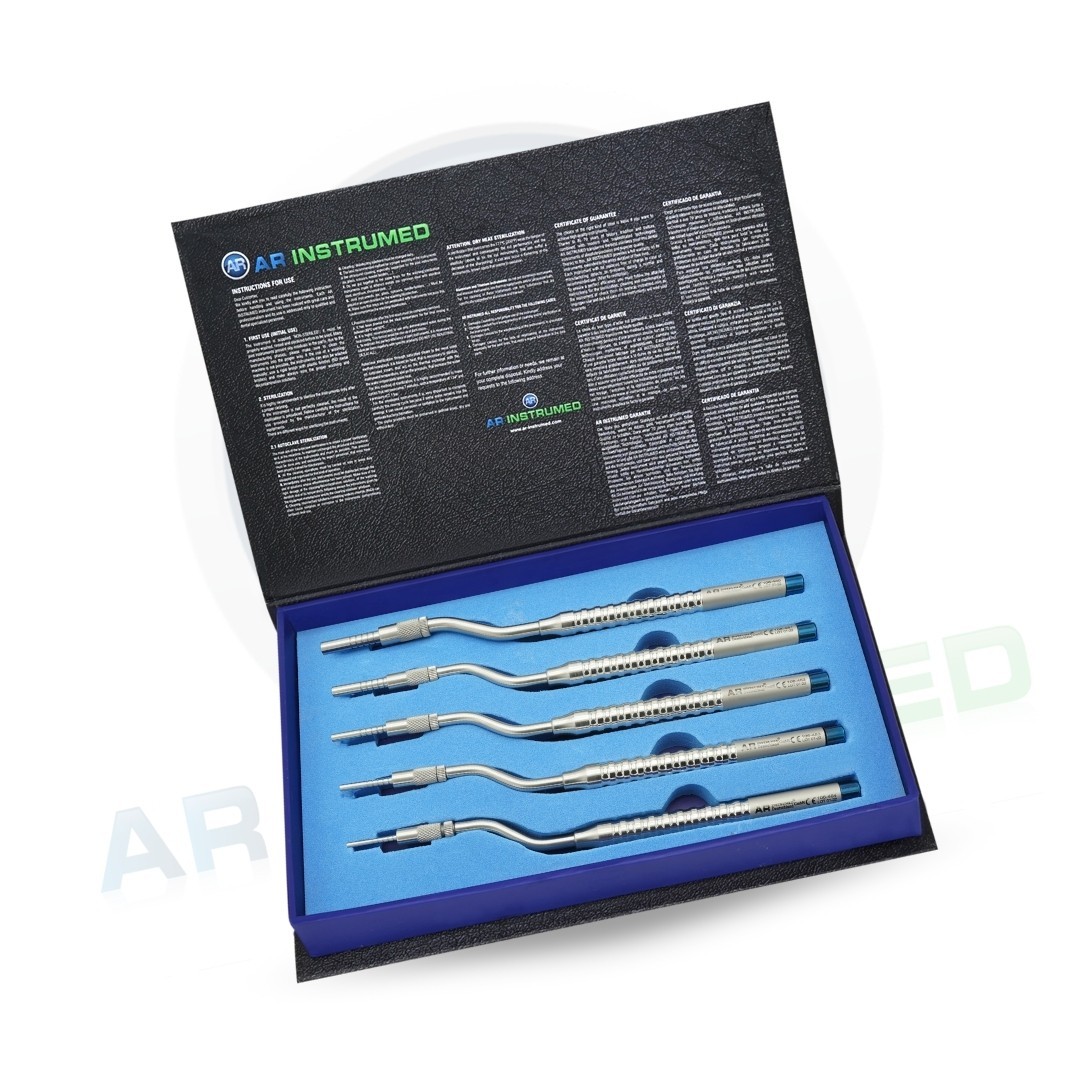 AR 5 Pcs Concave Bone Spreading Osteotomes Curved Dental Implant Set German
