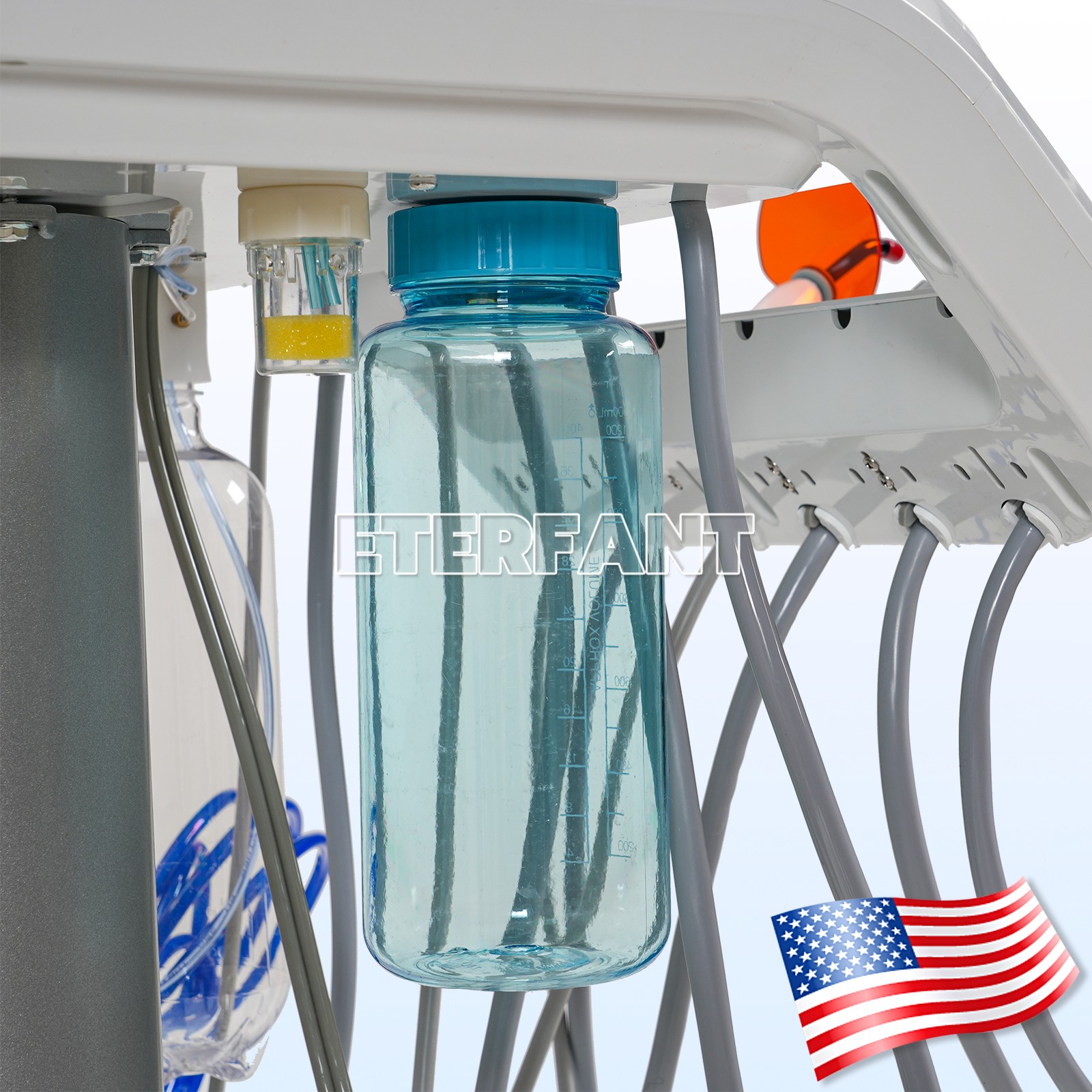 Dental Portable Mobile Cart Delivery Unit System 4Holes with Air Compressor US
