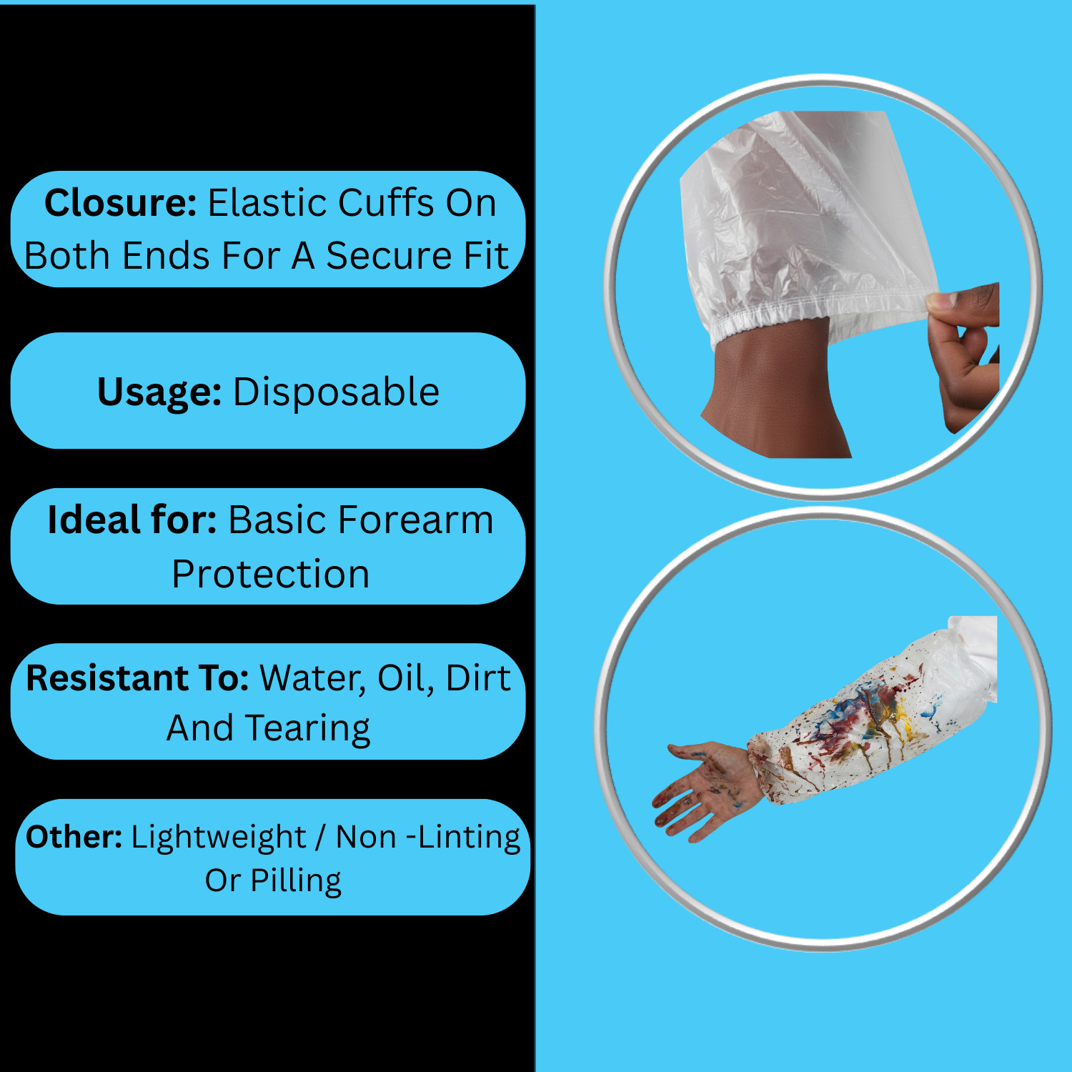 1000-2000 Disposable Polyethylene Oversleeves 18″ Arm Sleeves Protective Covers