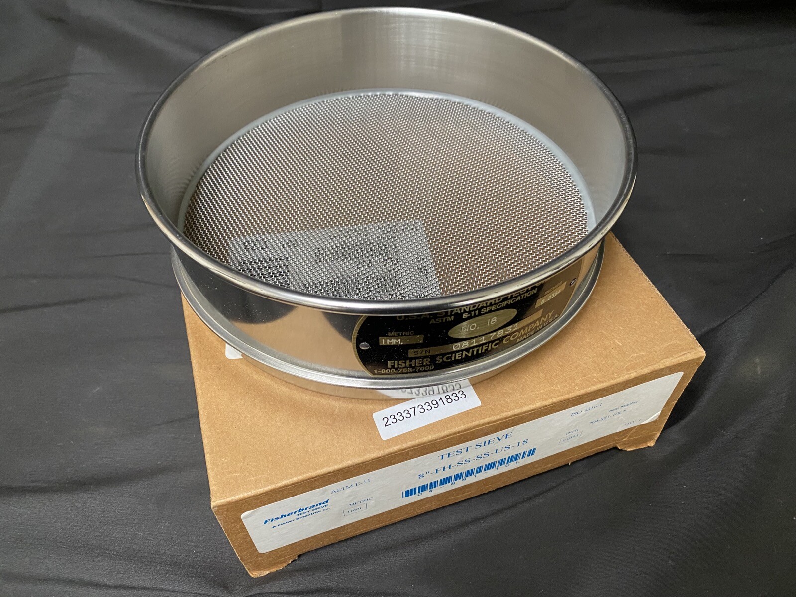 FISHERBRAND Stainless Steel 8” x 2” 16 Mesh Test Sieve 04-881-10L (1/pk)
