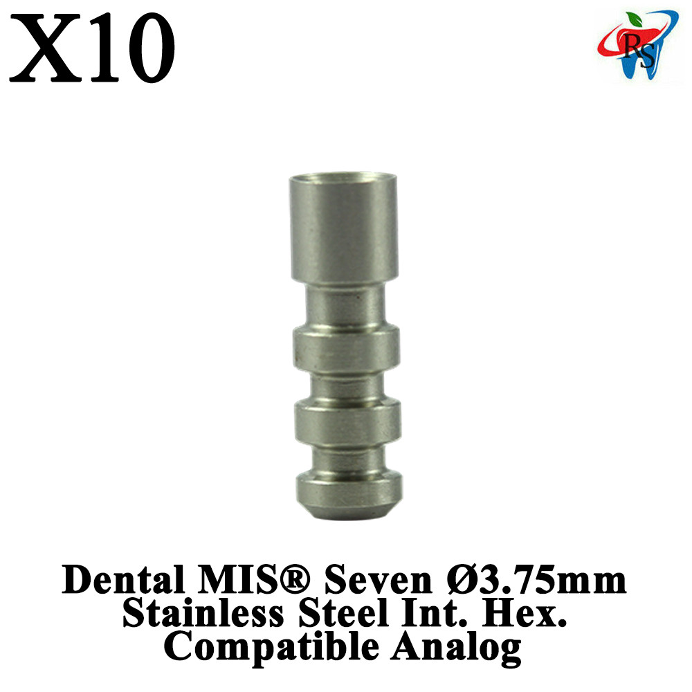 10x Dental MIS® Seven Ø3.75mm Stainless Steel Int Hex Compatible Analog