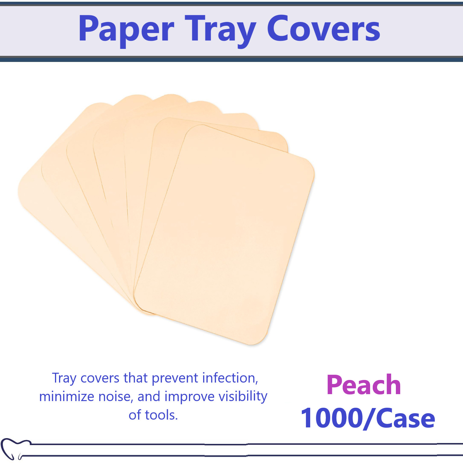 Dental Paper Tray Cover Size B / C / F White Blue Pink Green Lavender, 1000/Bx