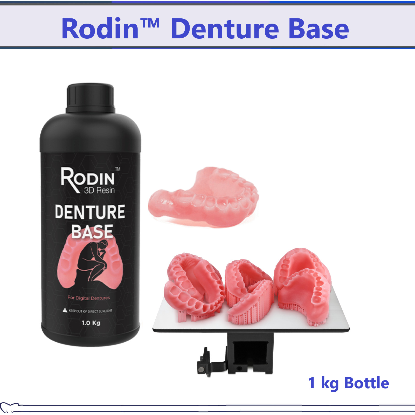 Dental Rodin Denture Base 2.0, Original Pink, 3D Printer Resins Class II, 1kg/Bt