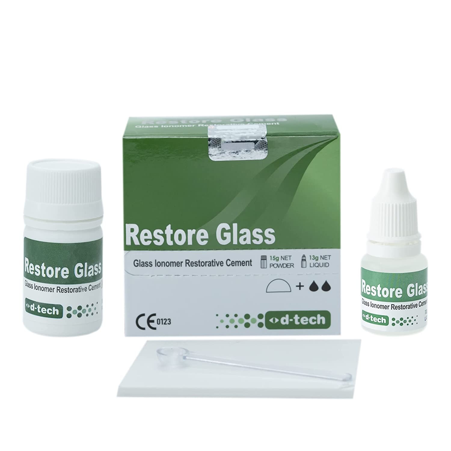 D-Tech Restore Glass Ionomer Restorative Dental Cement 15gm Powder 13ml Liquid
