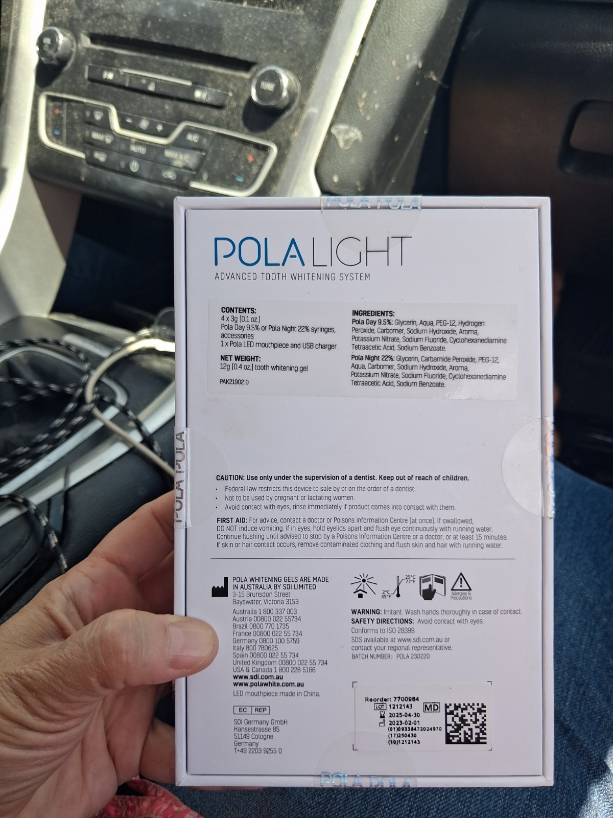The SDI Pola Light CP 22% advanced, take-home tooth whitening system