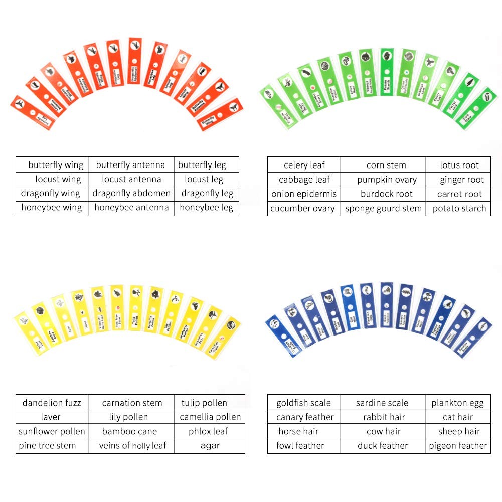 48 Prepared Microscope Slides Set of Animals Insects Plants Flowers, 48pcs