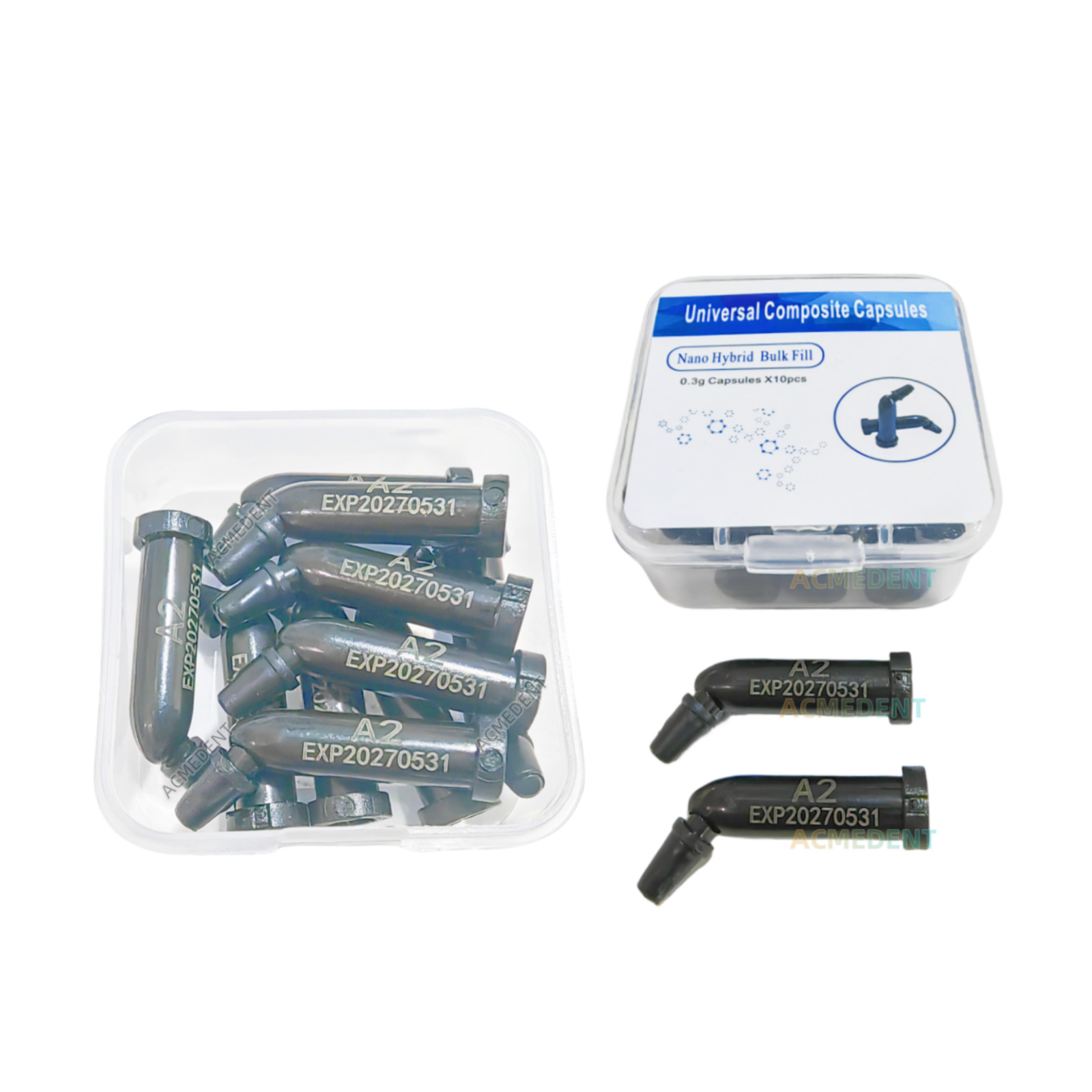 50PCS A2 Dental Unidose Capsules Composite Resin 0.3g/Piece Light Curing Capsule