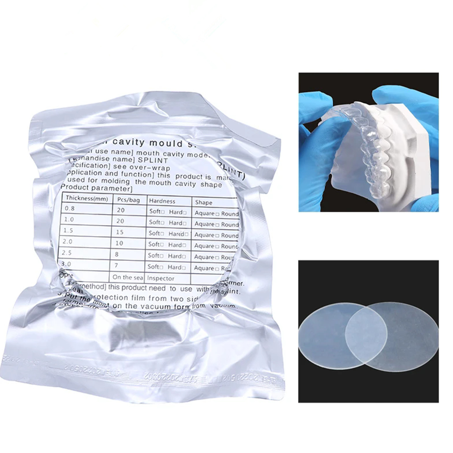 15Pcs Dental Orthodontic Splint Retainer Slice Vacuum Forming Sheet 1.5mm Hard