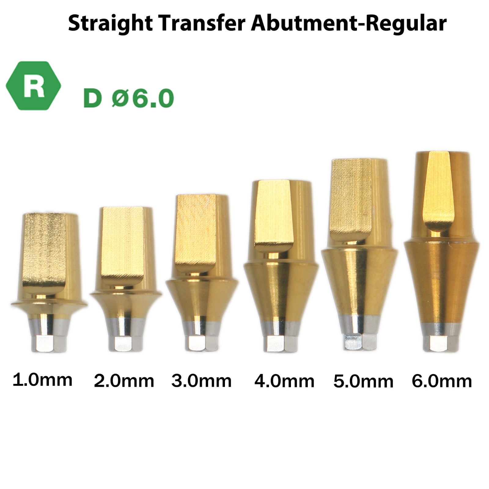 Dental Regular Straight Abutment with Screw fits Hiossen Osstem Ø4.5/5.0/6.0mm