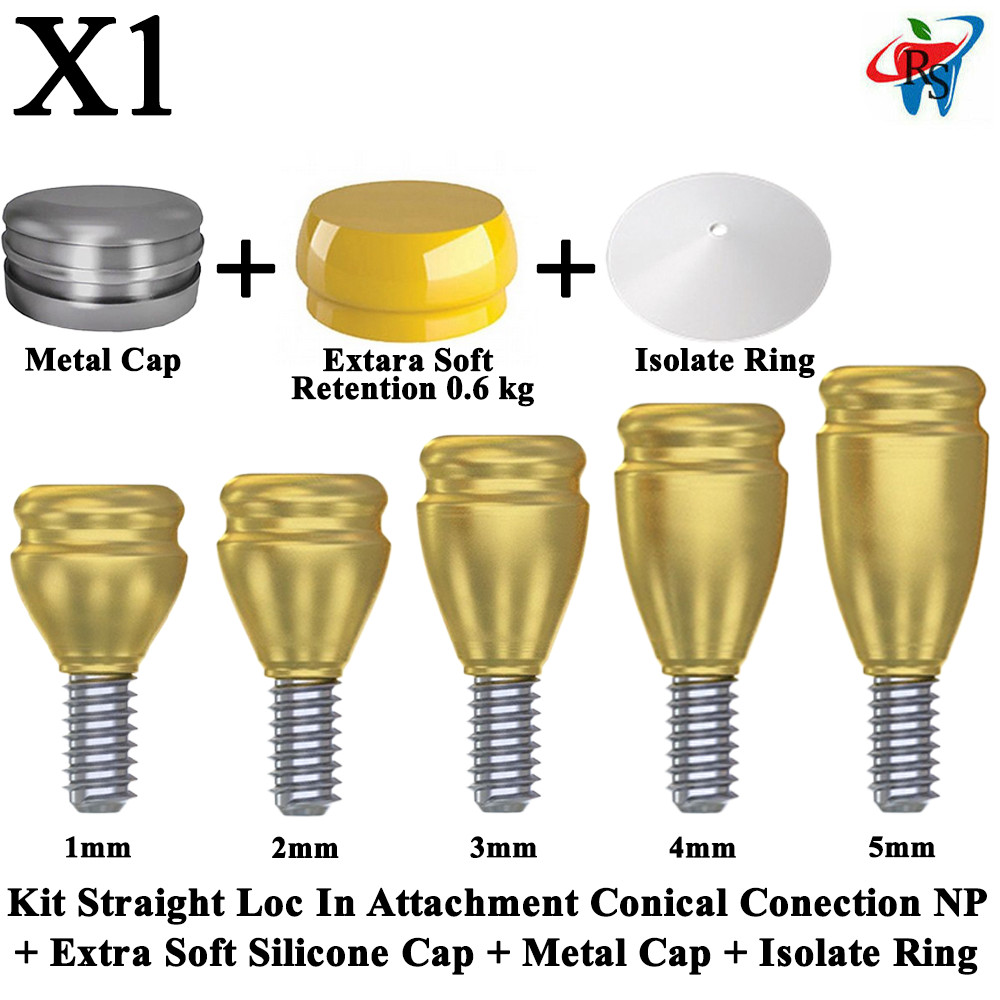 1x Kit Straight Loc In Attachment Conical NP Extra Soft Silicone Metal Cap Ring