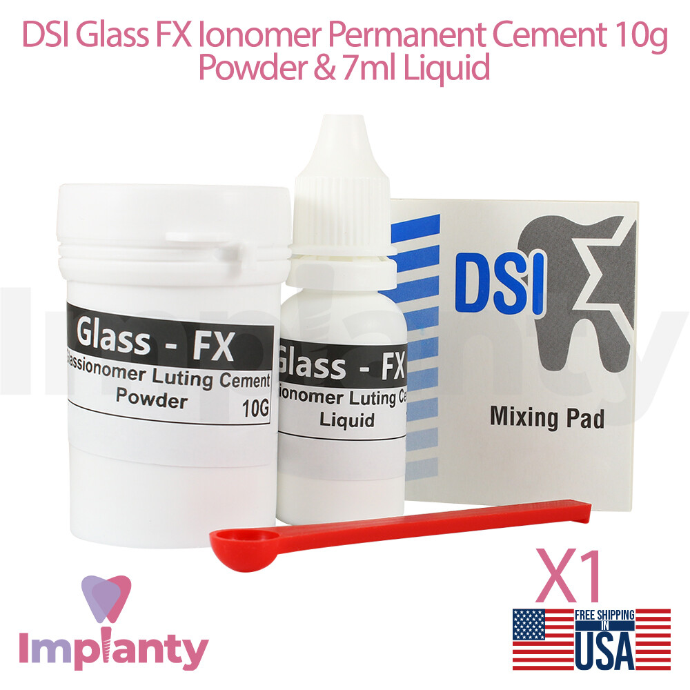 DSI Glass-FX Multi-Purpose Ion omer Crown Permanent Cement 10g Powder 7ml Liquid