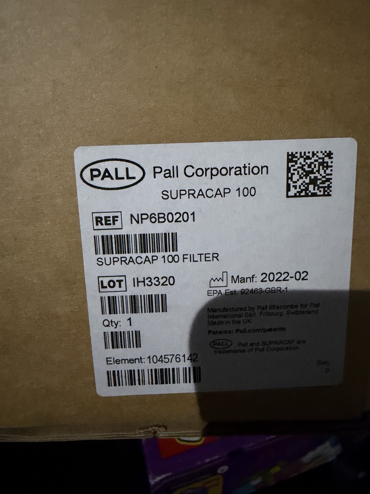 Pall NP6B0201 Supracap 100 Filter MFG 2022!New !!