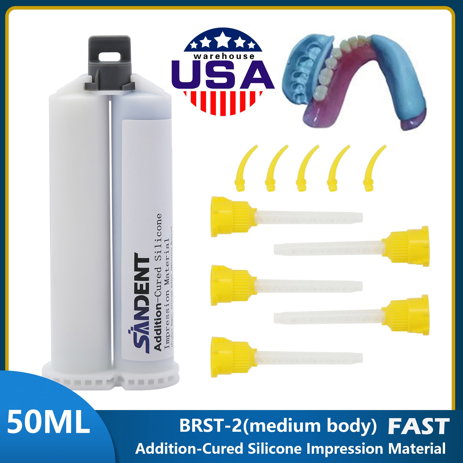 Dental MEDIUM BODY FAST SET VPS Impression Material 50ml, 1-16/Bx SANDENT