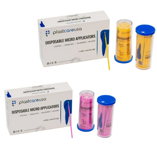 Up to 2000 pcs Plastcareusa Dental Fine Tip Micro Applicator Brushes Yellow,Pink