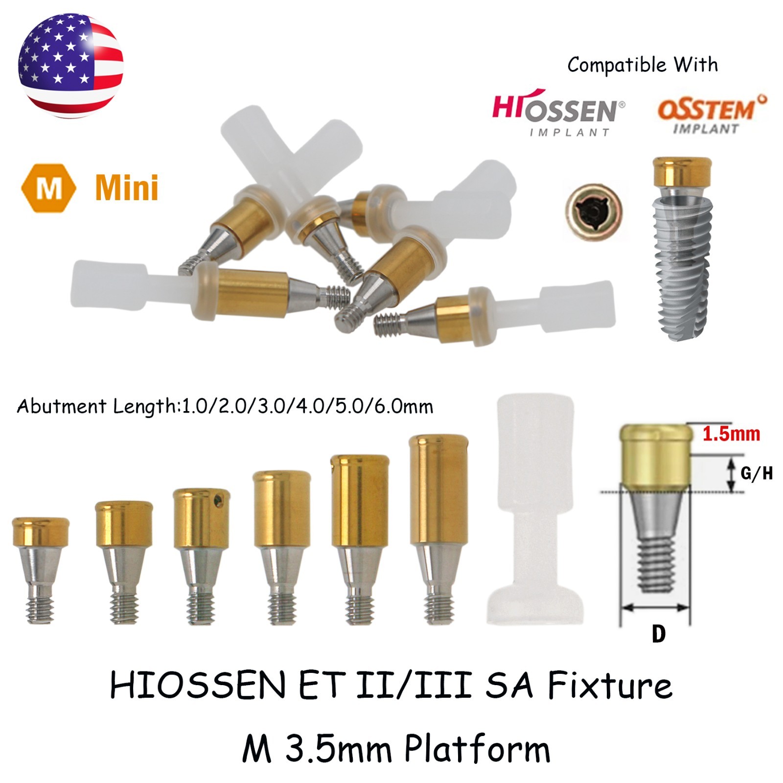 US For Hiossen/Nobel Biocare/Zimmer/Bego/Mis Dental Locator Attachment Abutment