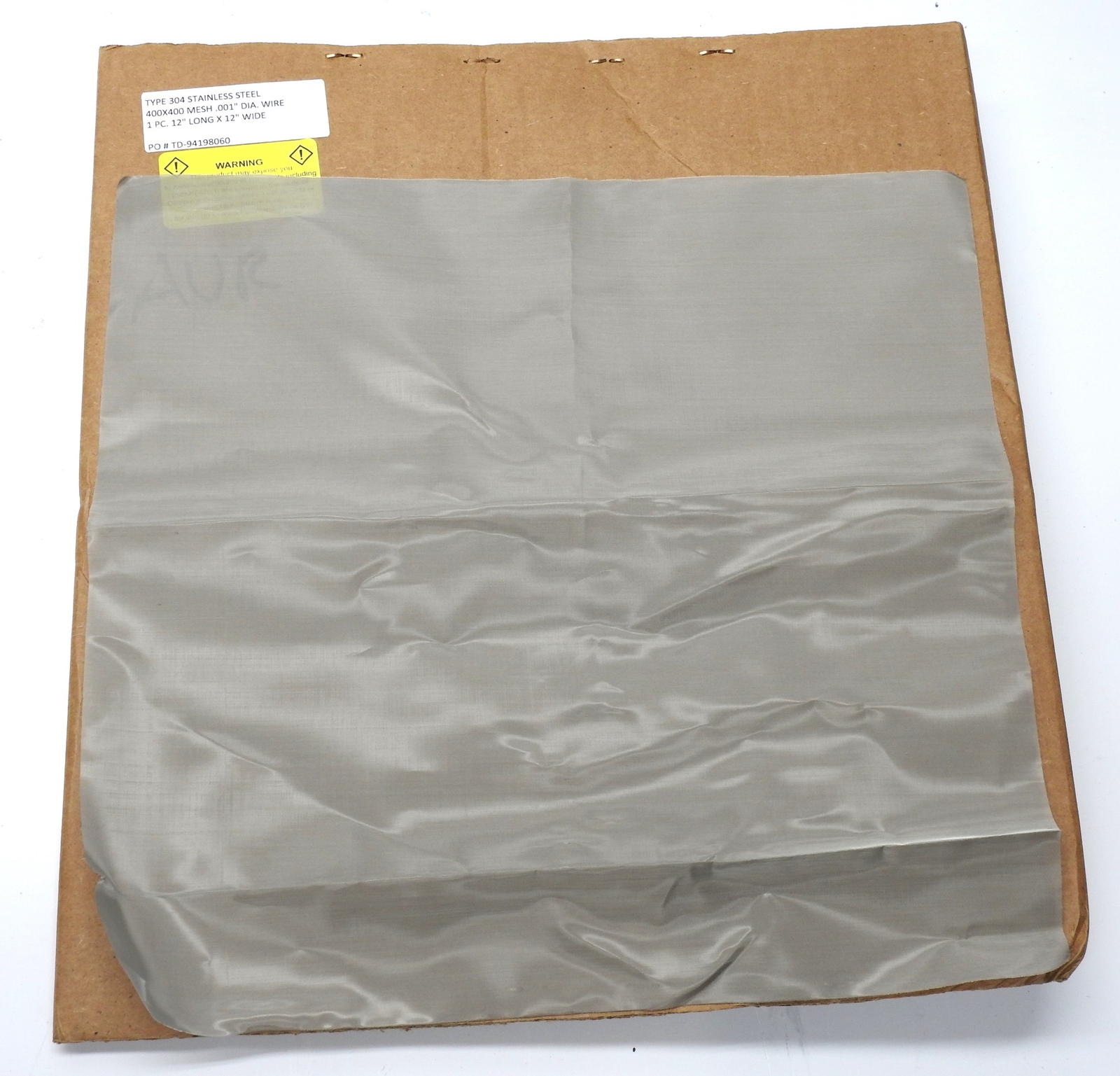 Type 304 Stainless Steel 400×400 Woven Wire Mesh .001″ (12″ x 12″)
