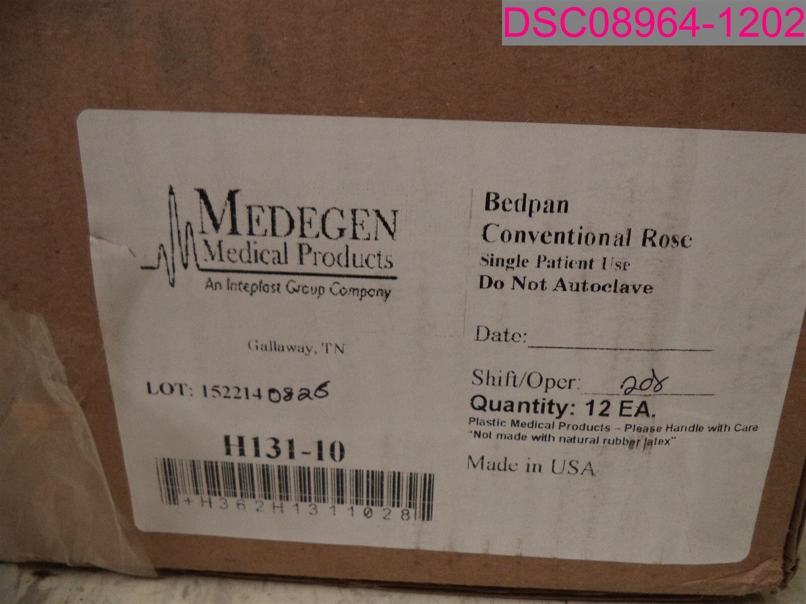 QTY=12; Medegen Medical Bedpan Conventional Rose H131-10