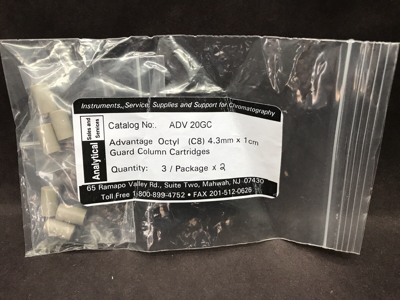 (6) ANALYTICAL HPLC Advantage Octyl 4.3mm x 1cm Guard Column Cartridges ADV-20GC