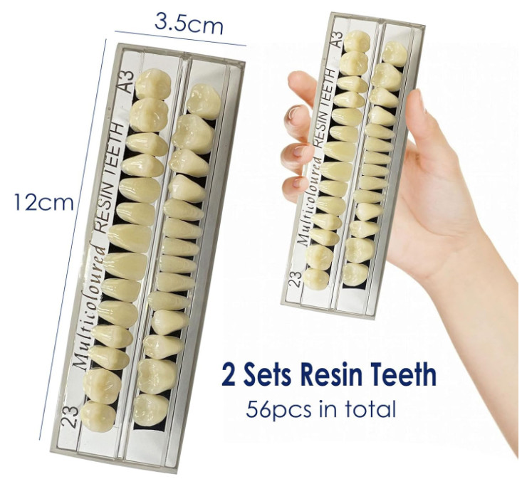 56PCS False Teeth Denture Set Synthetic Resin DIY Replacement A3